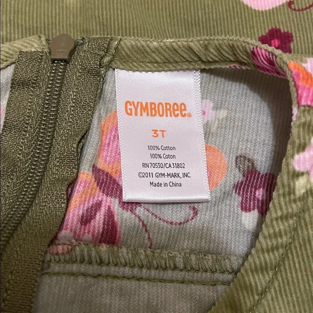 2012 Gymboree “Butterfly Girl” Butterfly Blossoms Corduroy Jumper Dress, Size 3T